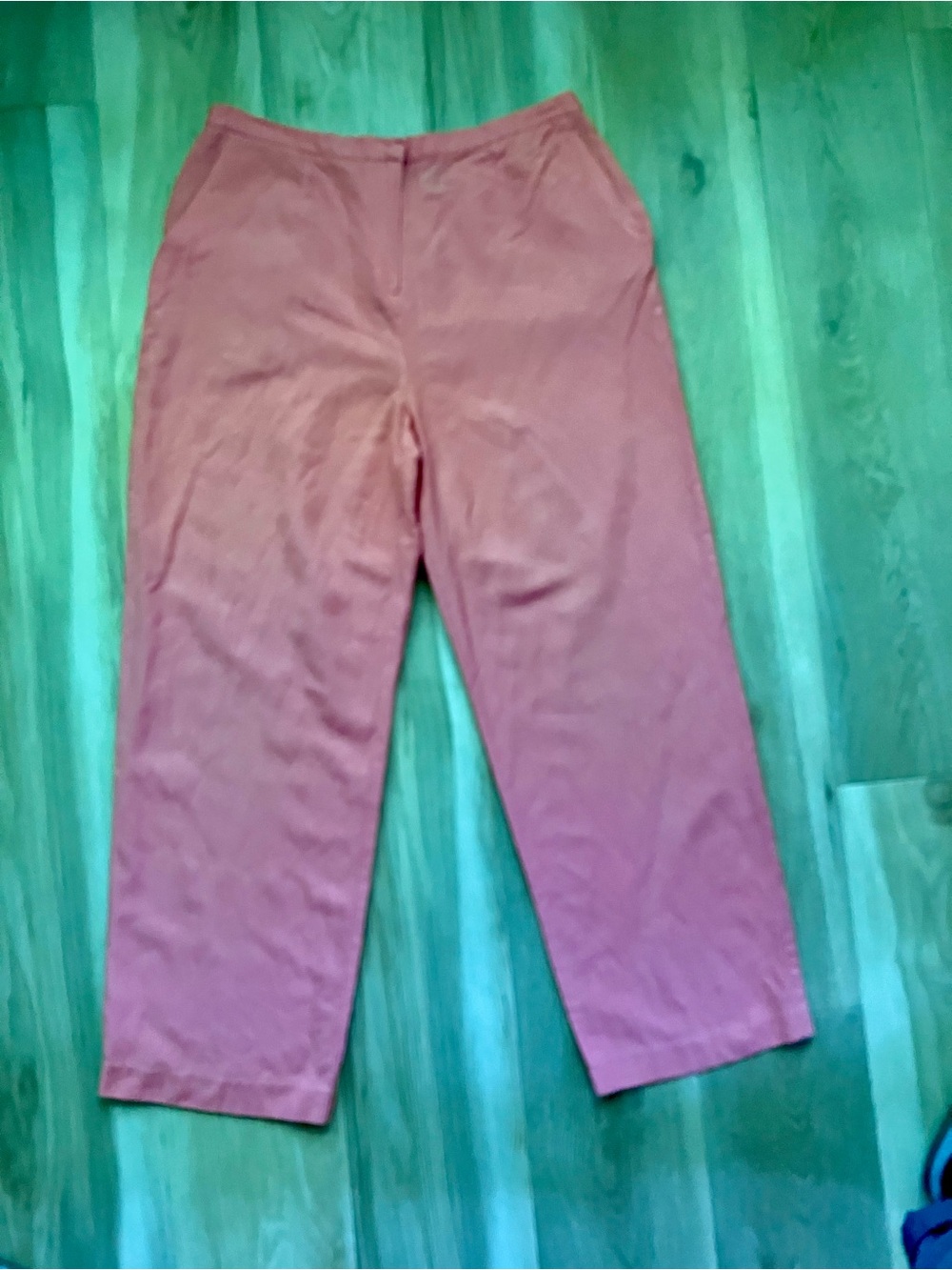 Norton McNaughton Linen Blend Dusty Rose Straight-Leg Cropped Pants
